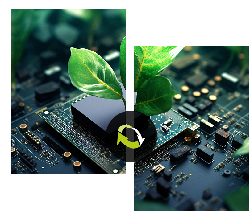 Blaszki pcb i roślinka